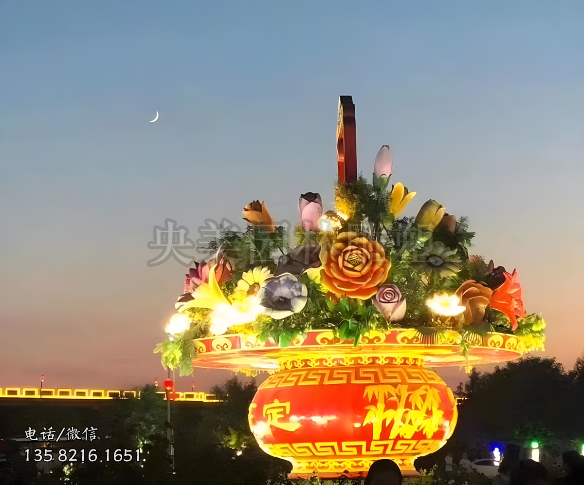 玻璃钢大花篮夜光效果