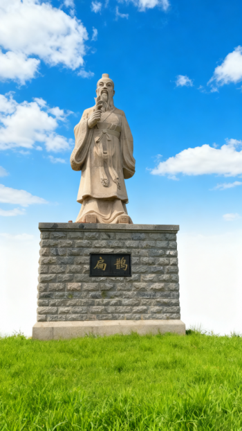 玻璃钢仿红砂岩扁鹊雕塑