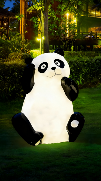 玻璃钢发光熊猫雕塑 (2)