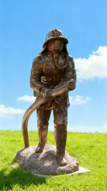 玻璃钢仿铜消防员雕塑 (1)