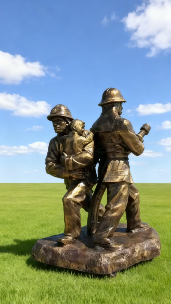 玻璃钢仿铜消防员雕塑 (14)