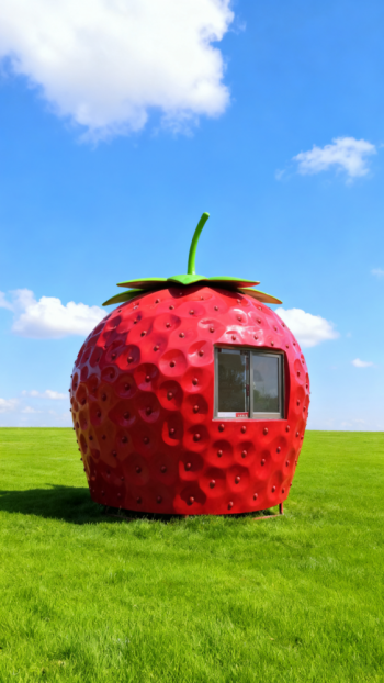 玻璃钢仿真草莓屋子造型