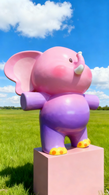 玻璃钢卡通大象雕塑 (2)