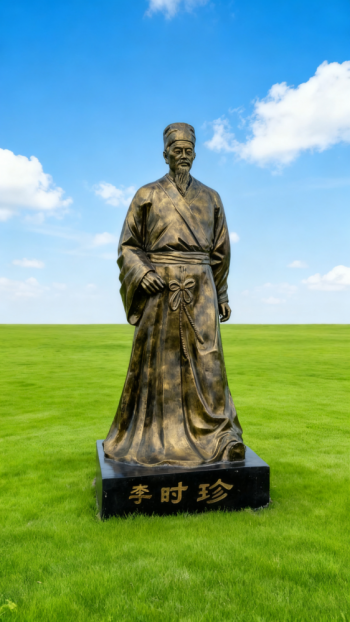 玻璃钢仿铜李时珍雕塑 (5)