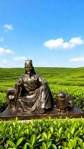 玻璃钢仿铜茶圣陆羽雕塑