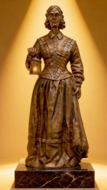 玻璃钢南丁格尔仿铜雕塑