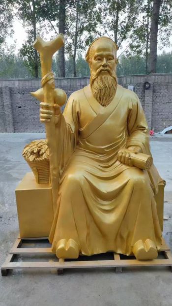 玻璃钢仿铜药王孙思邈雕塑 (10)
