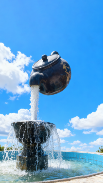 玻璃钢悬空流水天壶茶壶景观雕塑 (2)