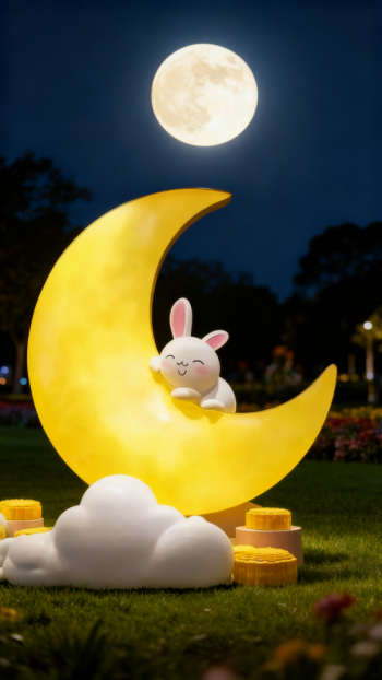 玻璃钢发光月亮雕塑 (7)