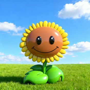 玻璃钢卡通向日葵雕塑