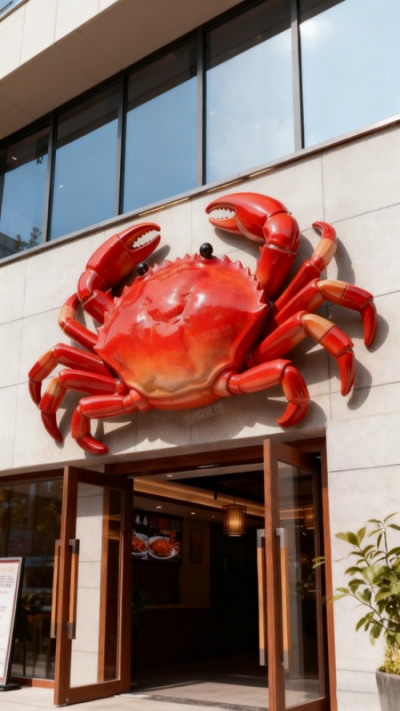 玻璃钢仿真螃蟹门头雕塑