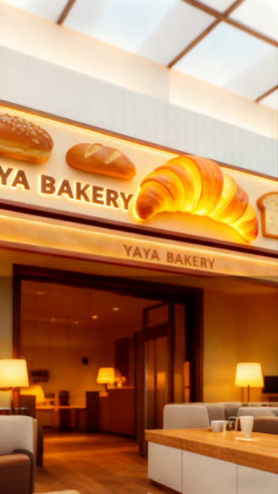 面包店发光面包门头雕塑