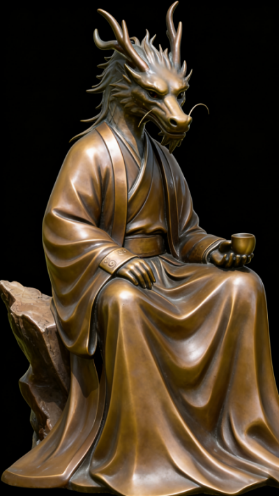 兽首人身铸铜生肖辰龙雕塑