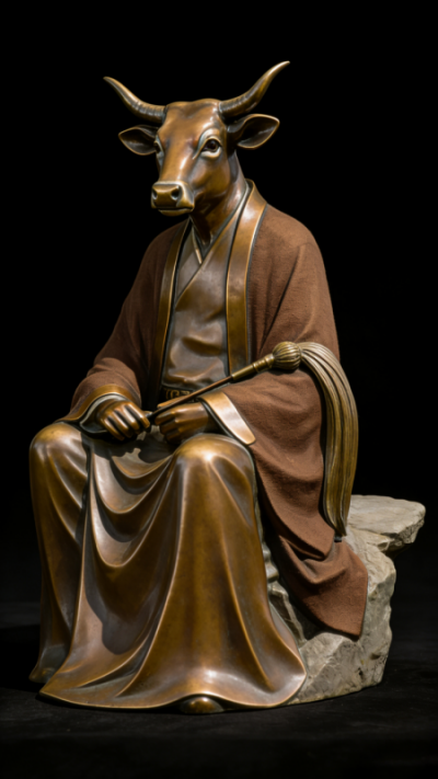 兽首人身铸铜生肖丑牛雕塑