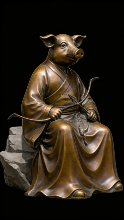 兽首人身铸铜生肖亥猪雕塑