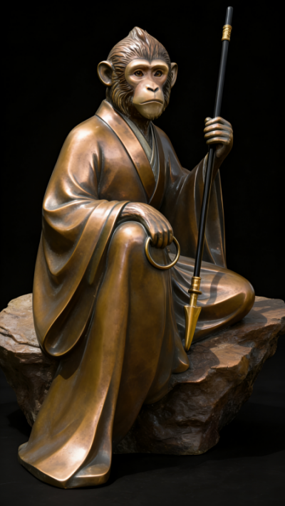 兽首人身铸铜生肖申猴雕塑