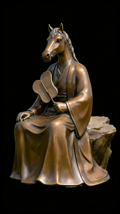 兽首人身铸铜生肖午马雕塑