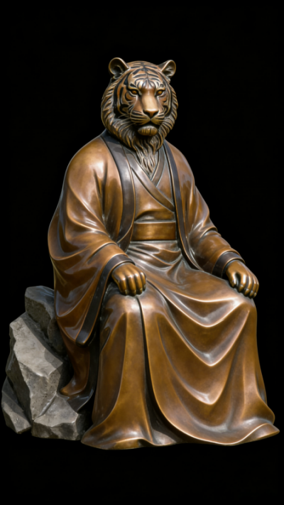 兽首人身铸铜生肖寅虎雕塑