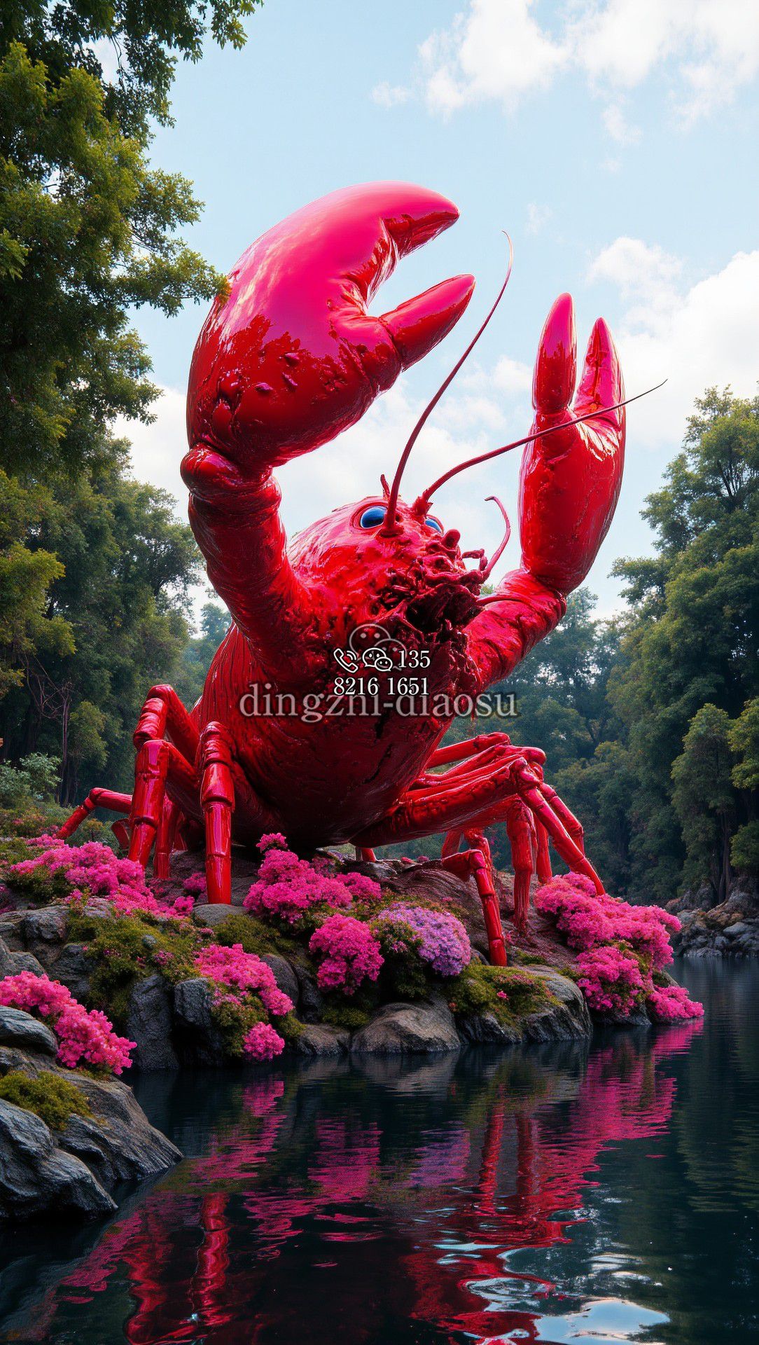 龙虾不锈钢雕塑