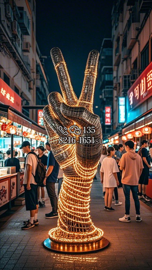 美食街打卡不锈钢雕塑