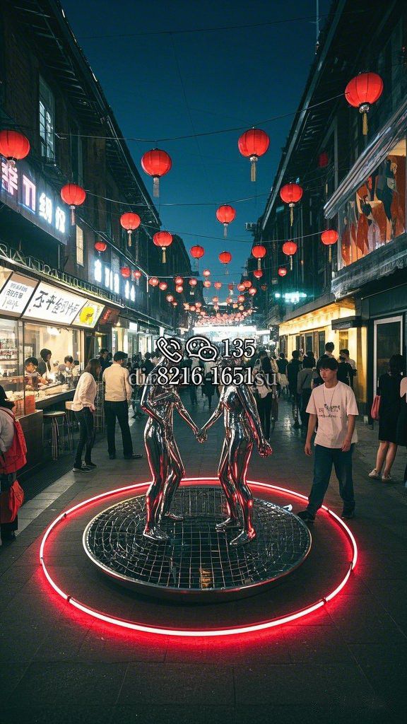 美食街打卡不锈钢雕塑
