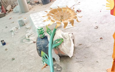 不锈钢向日葵太阳花玻璃钢雕塑定制，源头厂家来图加工