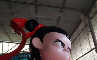 惊艳！3米玻璃钢飘带哪吒雕塑震撼来袭