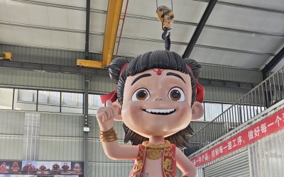 震撼！4 米玻璃钢站姿哪吒雕塑来袭